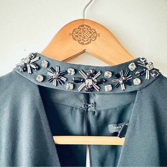 Ann Taylor Jeweled Neck & Flutter Sleeve Blouse Size 00 - Picture 6 of 6